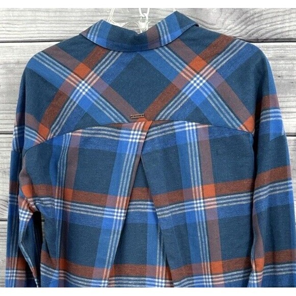 PRANA DANTE TOP FLANNEL SHIRT Women's Size Small ADMIRAL BLUE PLAID - Picture 5 of 5